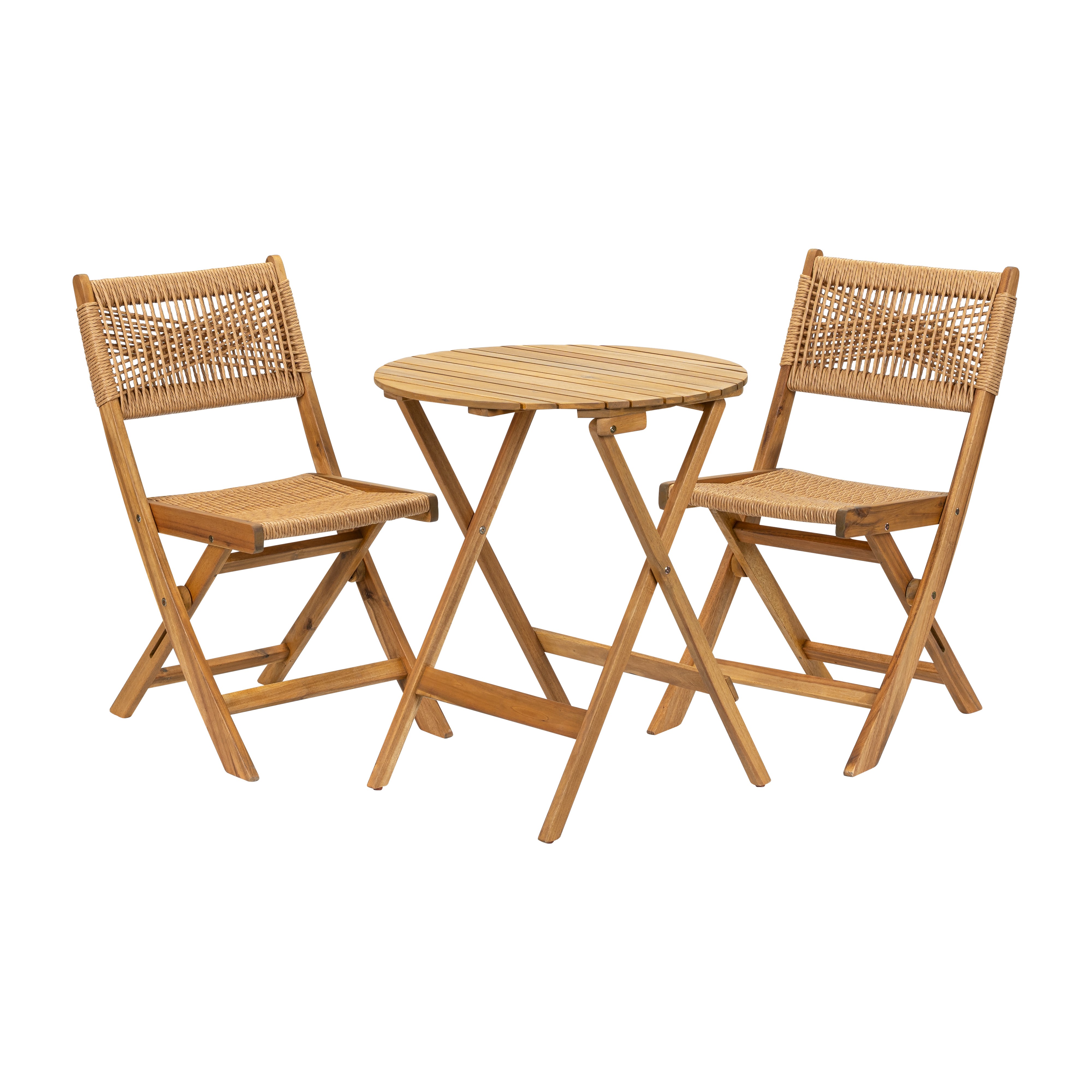 3-Piece Acacia Wood Folding Bistro Set Sand