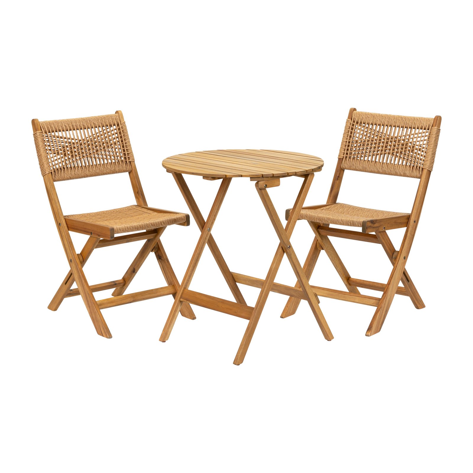 3-Piece Sand Acacia Wood Folding Bistro Set 