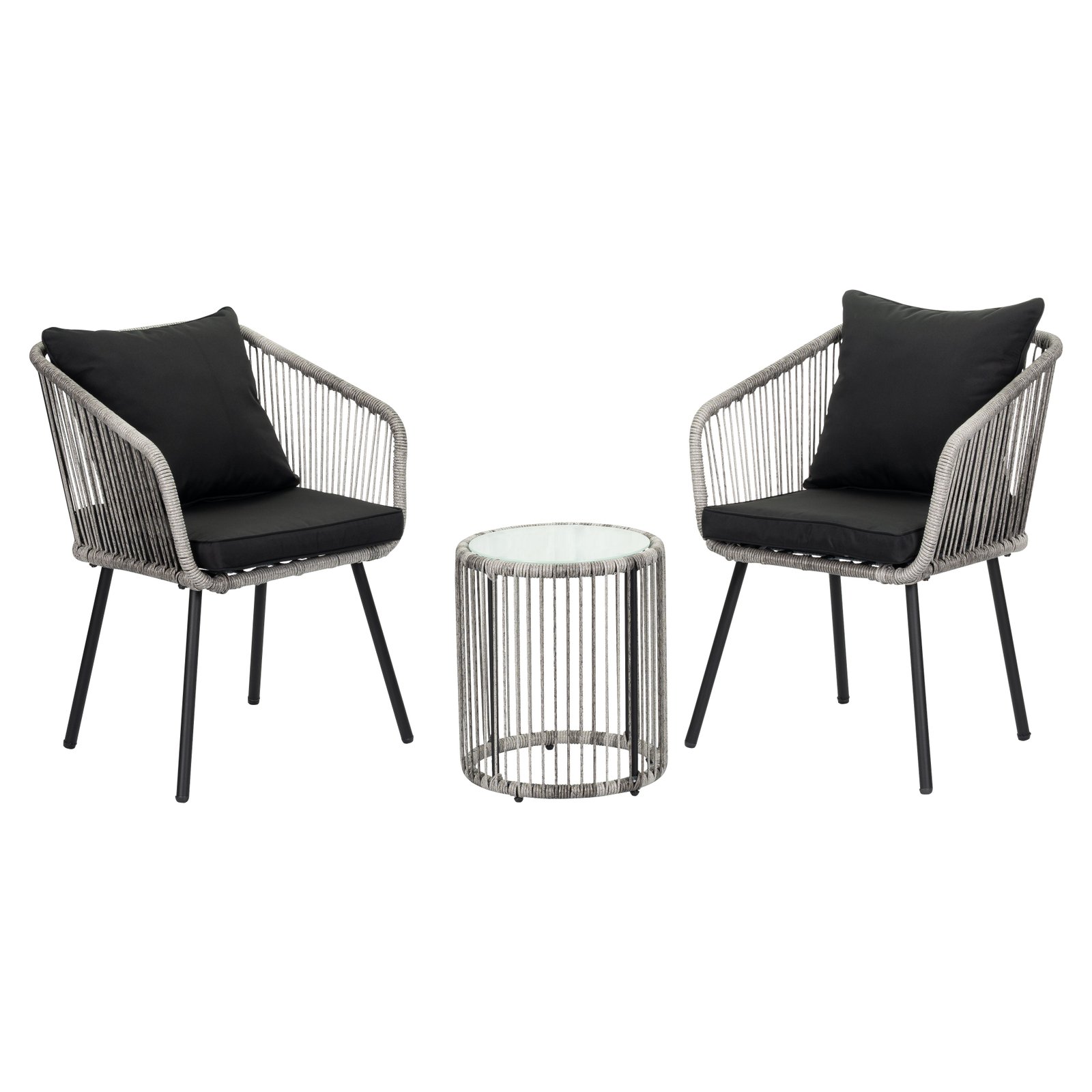 3-Piece Mix Gray Hand-Woven Rattan Patio Bistro Set