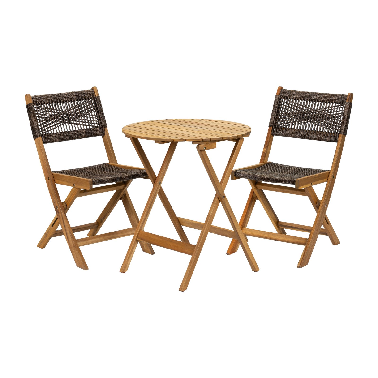 3-Piece Chocolate Acacia Wood Folding Bistro Set 